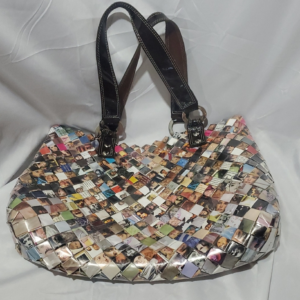 Nahui Ollin Multicolor Shoulder Bag Tote Purse Recycle Wrapper Faces